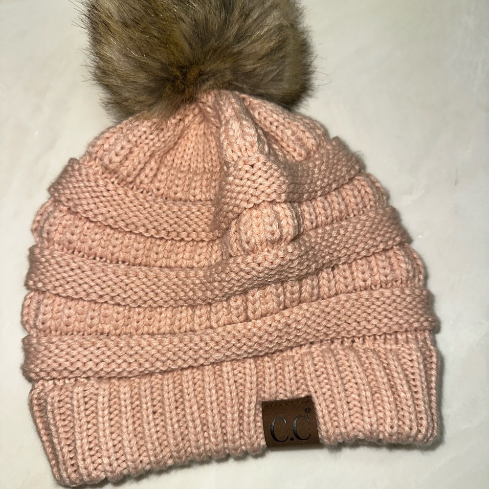 C.C light pink beanie